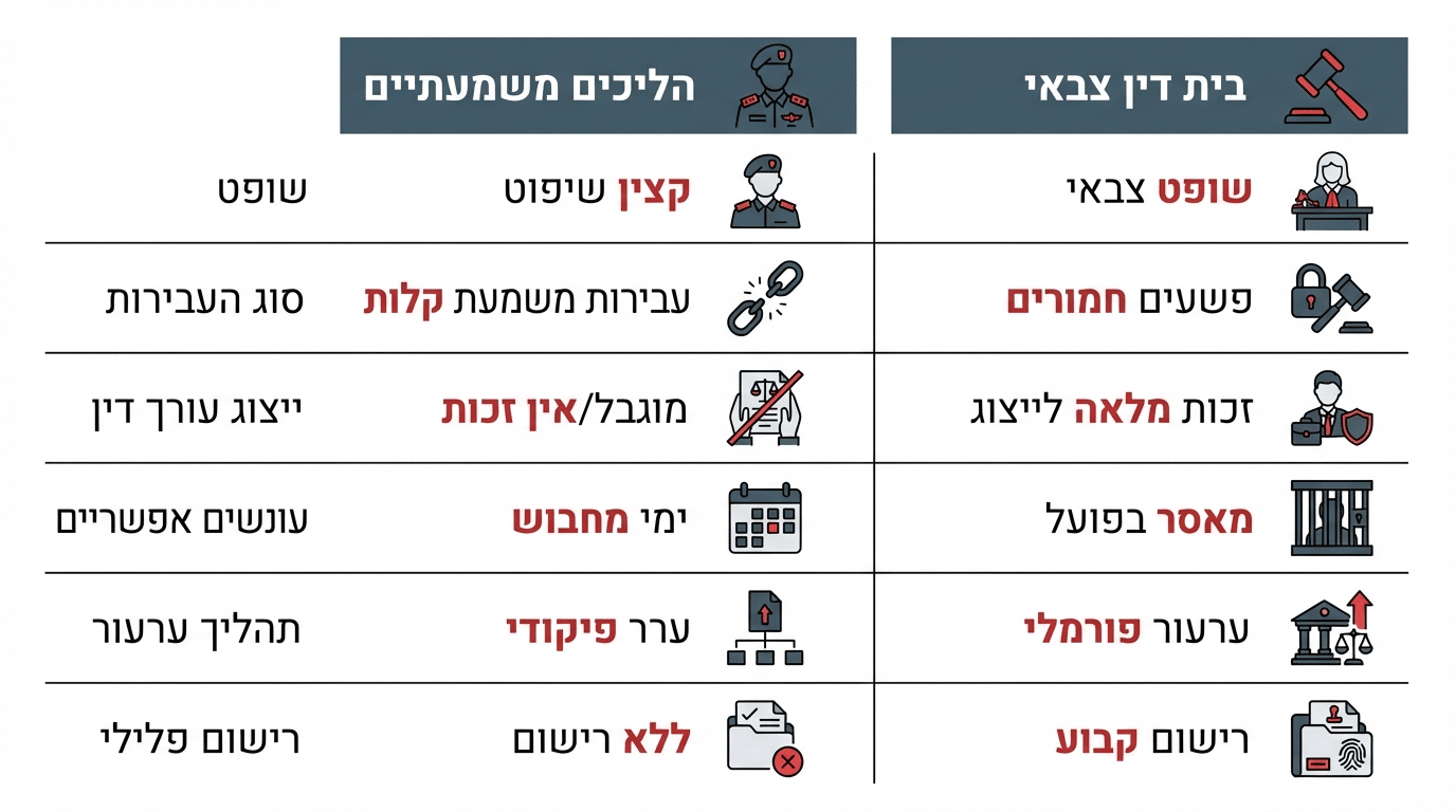 דין משמעתי מול בית דין צבאי – ההבדלים המשמעותיים