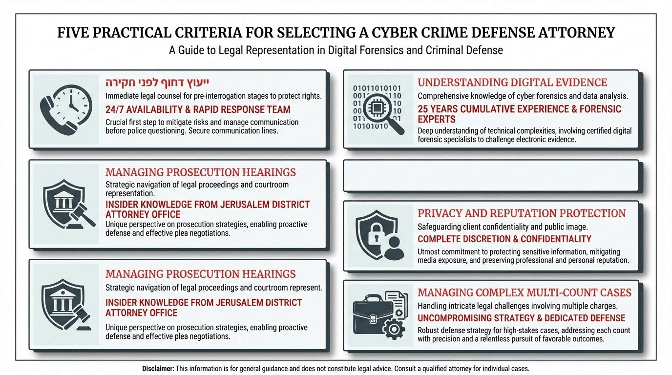 קריטריונים מעשיים לבחירת עורך דין לעבירות סייבר ומחשבים