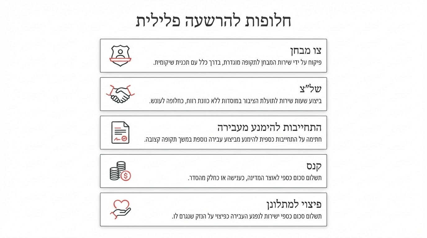 עונשים חלופיים שמוטלים במקום הרשעה פלילית