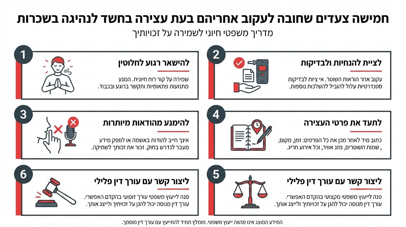 מה לעשות כשנעצרתם בחשד לנהיגה בשכרות - המדריך המלא